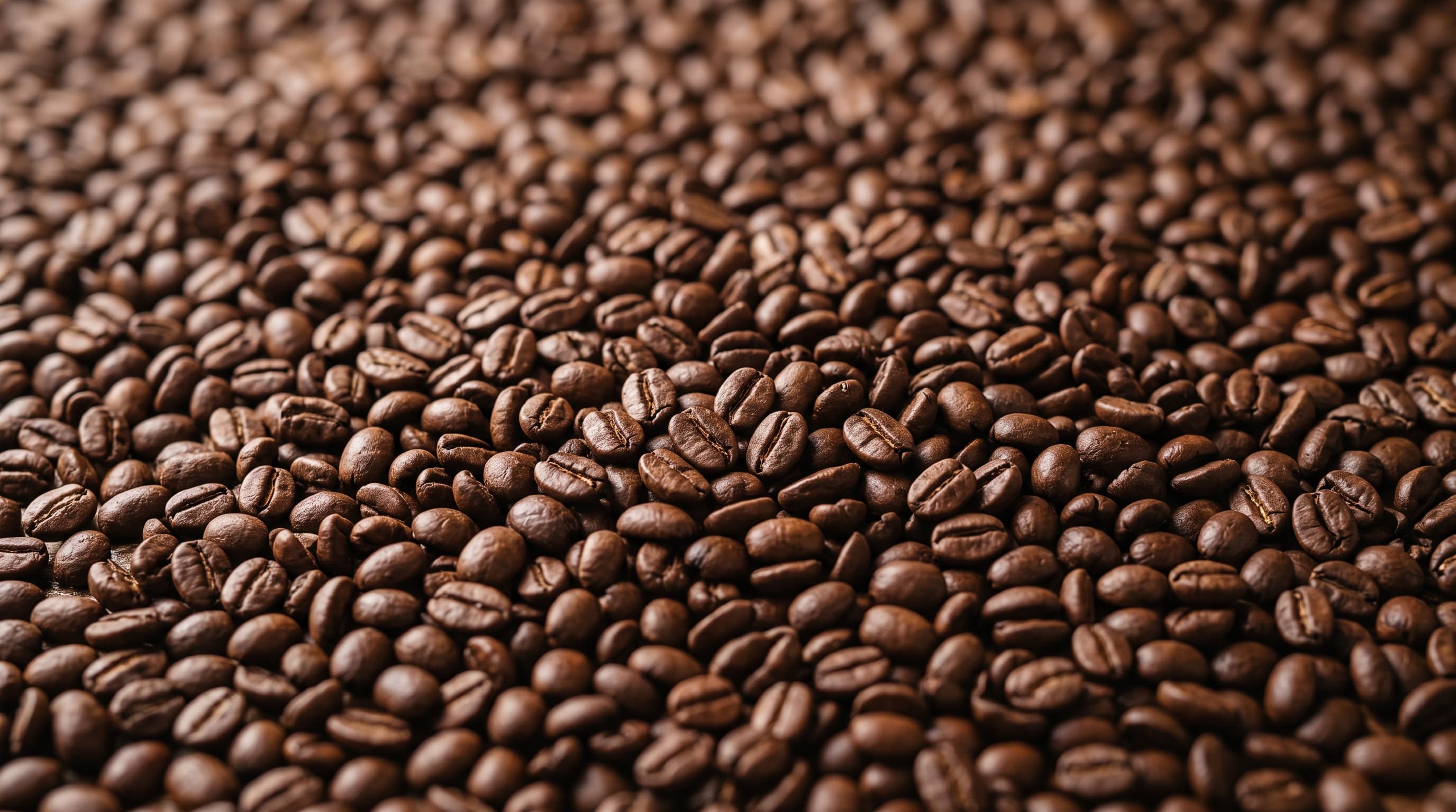 Close-up of brown roasted coffee beans.